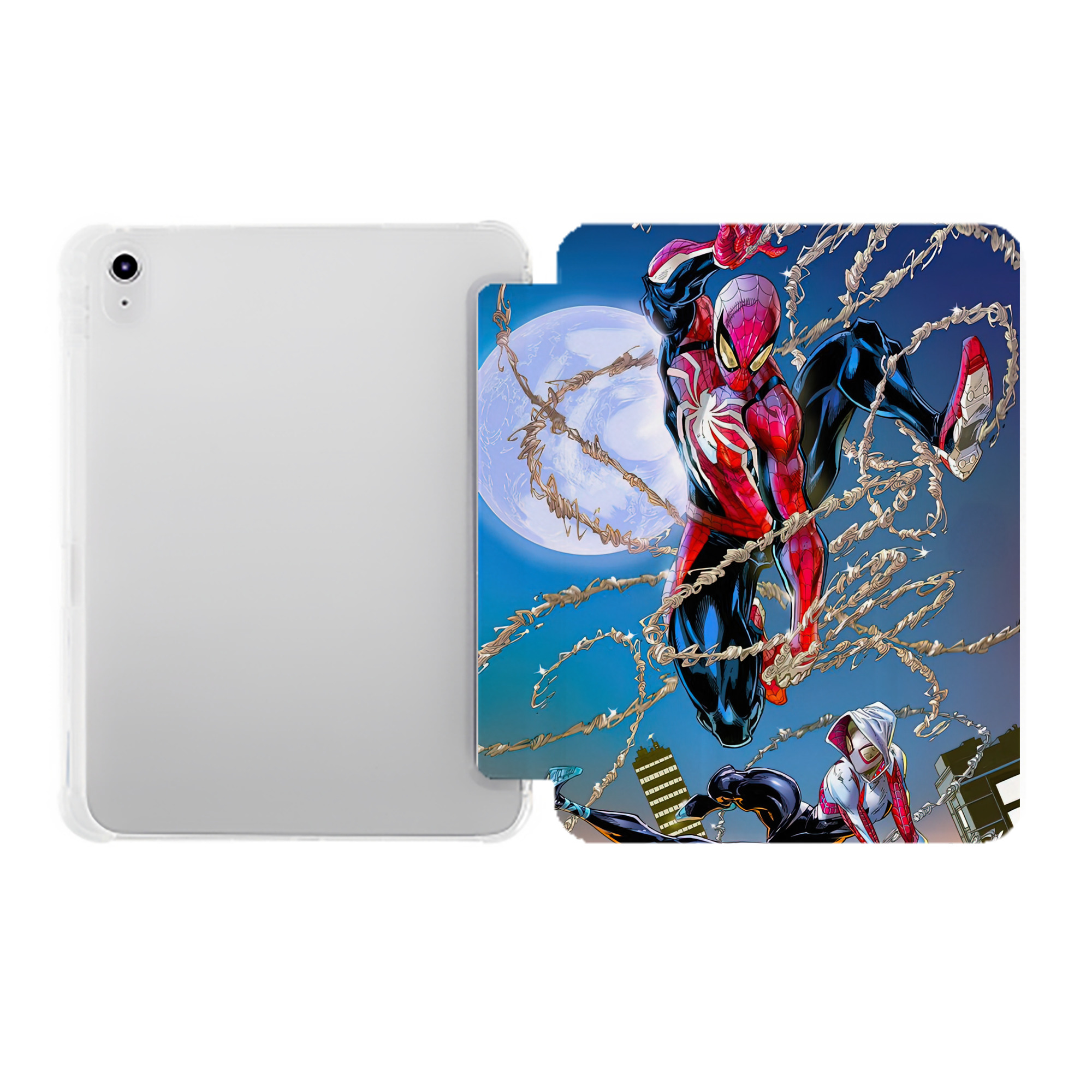 （画像用） Spider Man スパイダーマン IPad ケース ペン収納付き 三つ折りスタンド PUレザー×シリコン 対応機種9.5/10.5/10.9インチ